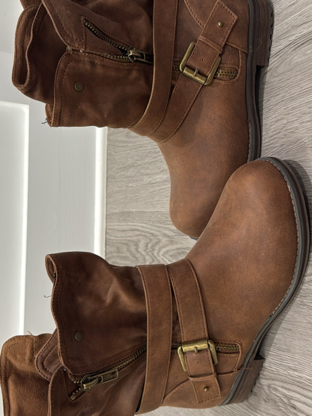Lane Bryant Brown Moto Combat Riding Boots